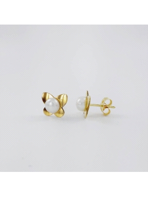 PENDIENTES ORO MARIPOSA PERLA                                         