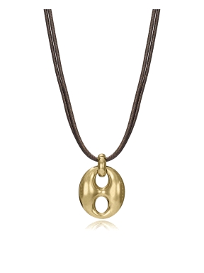COLLAR ACERO IP PIEL MARRON VICEROY                                                                 
