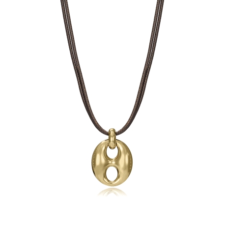 COLLAR ACERO IP PIEL MARRON VICEROY                                                                 