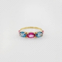 SORTIJA ORO Y TOPACIOS AZUL Y ROSA