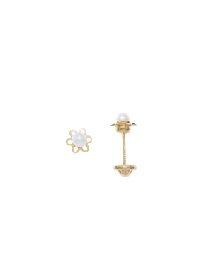 PENDIENTES ORO FLOR PERLA                                                                           