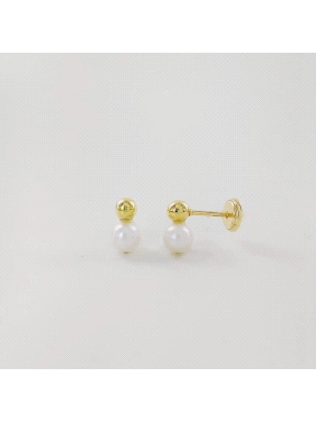 PENDIENTES ORO BOLA Y PERLA                                                                         