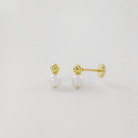 PENDIENTES ORO BOLA Y PERLA                                                                         