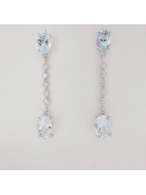 PENDIENTES DIAMANTE Y AGUAMARINA                                                                    