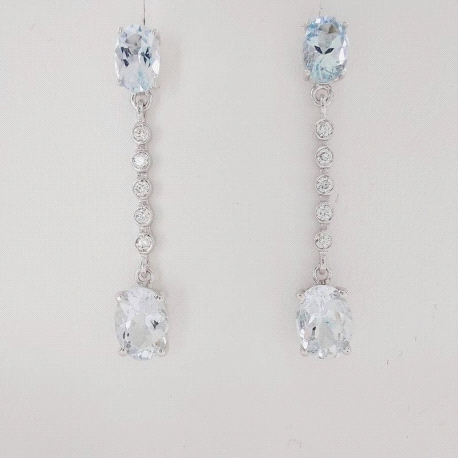 PENDIENTES DIAMANTE Y AGUAMARINA                                                                    