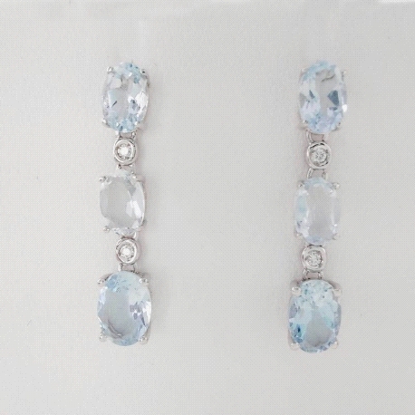 PENDIENTES DIAMANTE Y AGUAMARINA                                                                    