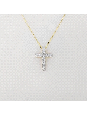 CRUZ ORO DIAMANTE 0.15 CT CON CADENA                                                                