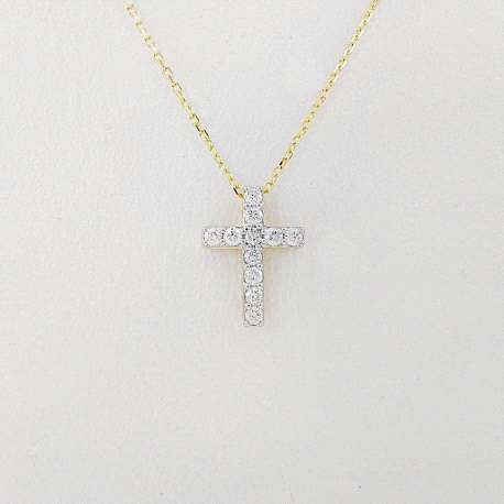 CRUZ ORO DIAMANTE 0.15 CT CON CADENA                                                                