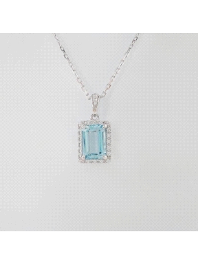 COLGANTE DIAMANTES 0.051 CT Y AGUA MARINA                                                           