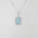 COLGANTE DIAMANTES 0.051 CT Y AGUA MARINA                                                           