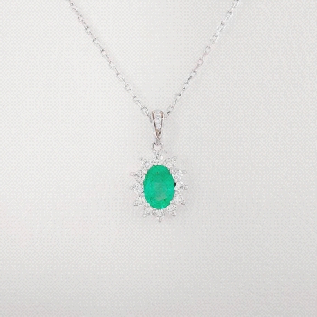 COLGANTE DIAMANTES 0.19 CT Y ESMERALDA0.40                                                          