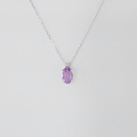COLGANTE DIAMANTE 0.015 CT Y AMATISTA                                                               
