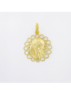 MEDALLA ORO VIRGEN NIÑA VIDRIERA 17 MM                                                              