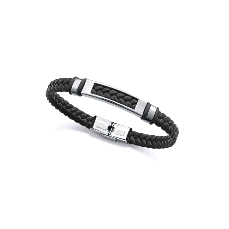 PULSERA ACERO PIEL Y SILICONA NEGRA VICEROY                                                         