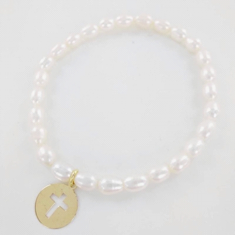 PULSERA ORO DISCO Y CRUZ                                                                            