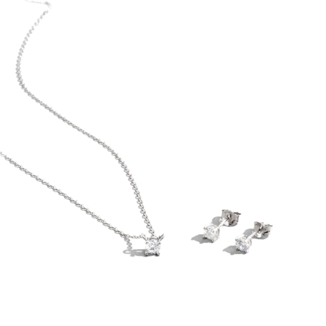 PENDIENTES BASICO Y COLLAR KEVAL DE PLATA LUXENTER                                                  