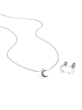 SET PENDIENTES Y COLLAR CRESCENT PLATA LUXENTER                                                     