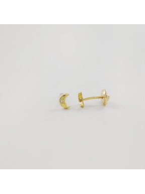 PENDIENTES ORO LUNA CON CIRCONITA                                                                   
