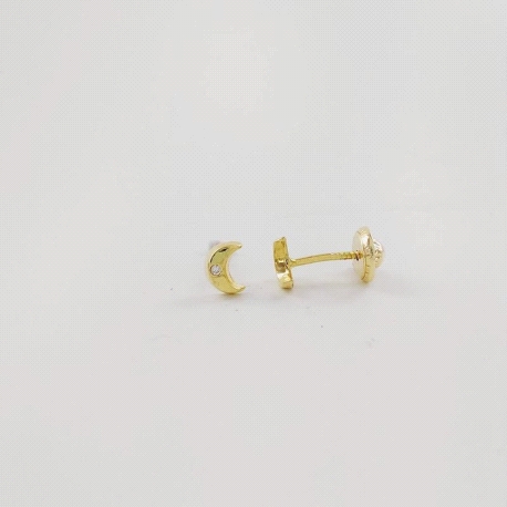 PENDIENTES ORO LUNA CON CIRCONITA                                                                   