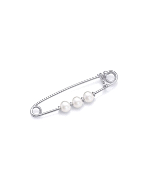 IMPERDIBLE PLATA CON 3 PERLAS                                                                       