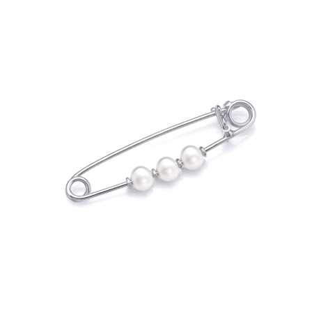 IMPERDIBLE PLATA CON 3 PERLAS                                                                       