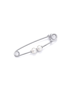IMPERDIBLE PLATA CON 2 PERLAS                                                                       