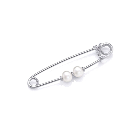 IMPERDIBLE PLATA CON 2 PERLAS                                                                       
