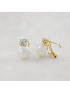 PENDIENTES ORO CIRCONITA Y PERLA 10 MM                                                              