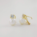 PENDIENTES ORO CIRCONITA Y PERLA 10 MM