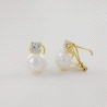 PENDIENTES ORO CIRCONITA Y PERLA 10 MM