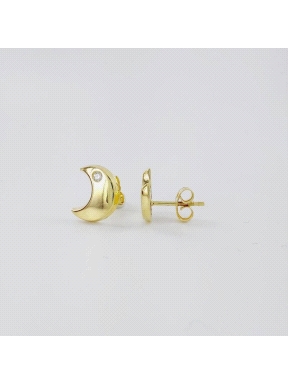 PENDIENTES LUNA ORO Y CIRCONITAS                                                                    