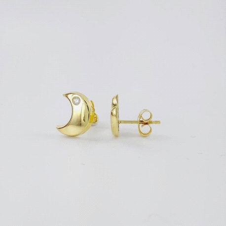 PENDIENTES LUNA ORO Y CIRCONITAS                                                                    
