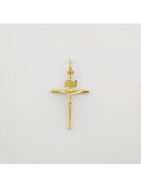 CRUZ ORO CON CRISTO 18X12X1.5 MM                                                                    