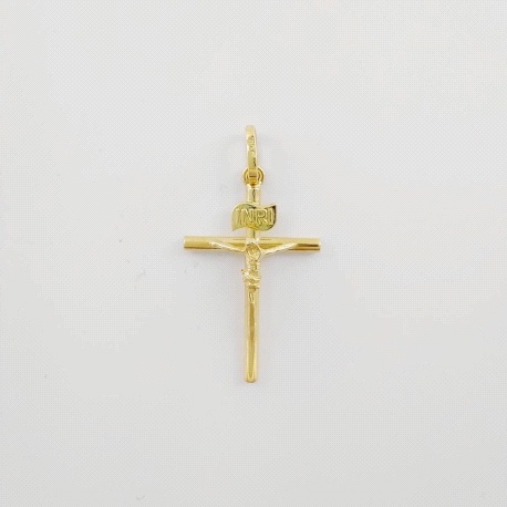 CRUZ ORO CON CRISTO 18X12X1.5 MM                                                                    