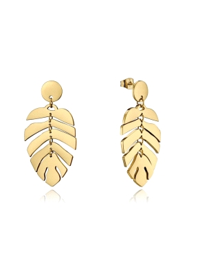 PENDIENTES ACERO DORADO HOJA ARTICULADA                               