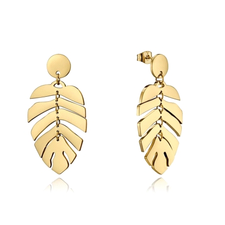 PENDIENTES ACERO DORADO HOJA ARTICULADA                               