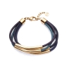 PULSERA ACERO IP DORADO MULTIPLE Y PIEL                               